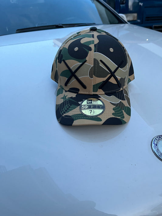 BAPE X KAWS CAMO FITTED HAT