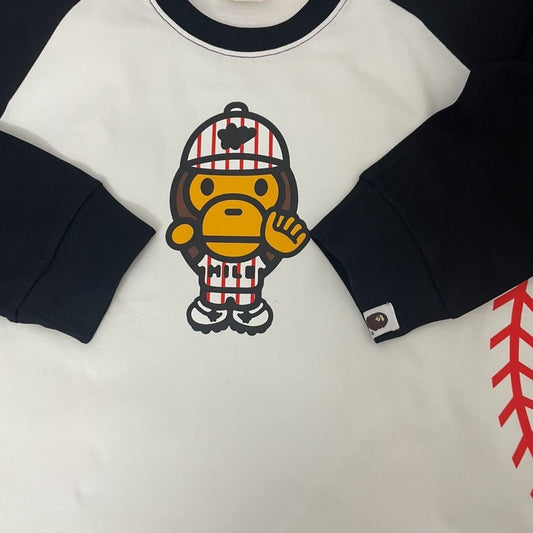 Bape Baby Milo Baseball Long Sleeve Raglan Tshirt